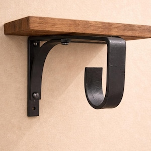Closet Rod Shelf Bracket | 1″ Heavy Duty Steel Shelf & Rod Support | Industrial Rustic Open Closet Bracket