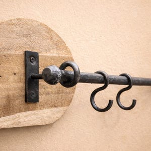 Handcrafted Wrought Iron Pot Rack | Rustic Kitchen Utensil Organizer
