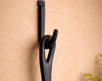 Gancho para sartén de hierro fundido / Colgador de pared para ollas y sartenes / Gancho individual de hierro resistente para ollas