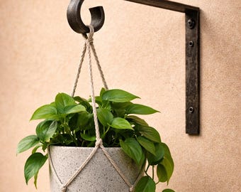 Handgefertigter Stahl Pflanzenhaken | Rustikale Bauernhaus Laternenhalterung
