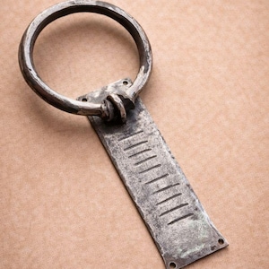 Hand Forged Wrought Iron Door Knocker | Blacksmith Hammered Ring | Rustic Farmhouse Antique Door Hardware image 2