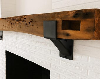 Raw Steel Mantel Bracket | Heavy Duty Farmhouse Fireplace Shelf Support | Rustic Industrial Mantel Bracket | Handmade Steel Bracket