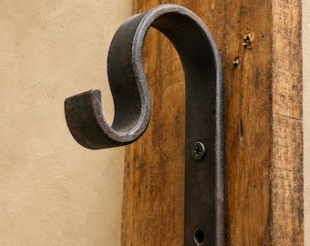 Hand Forged Wrought Iron Curtain Rod Bracket – 1/2" to 1" Rod Holder, Rustic Farmhouse Window Hardware