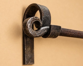 Hand Forged Iron Curtain Rod | Tapestry Rod with Brackets | Custom Size Window Hardware