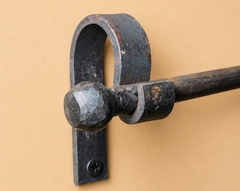 Hand Hammered Wrought Iron Curtain Rod Set with Brackets – Custom Rustic Window Hardware