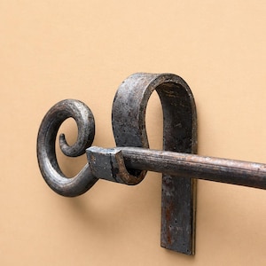 Hand Forged Wrought Iron Curtain Rod with Scroll Ends – Solid One-Piece Rustic Drapery Rod
