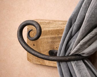 Schmiedeeisen Vorhang Raffhalter zurücksetzen | Rolle Design Metall Vorhang Feststeller | Rustikale Fensterbeschläge