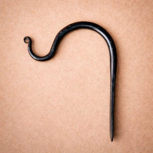 Hand Forged Curtain Pole Holders | Wrought Iron Wall Hooks for 1″ Rod | Rustic 6″ Brackets