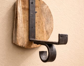 Stahl Regal Konsole mit Gardinenstange Halter | 60er Jahre Vintage Landhaus Dekor