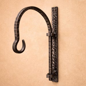 Hand Forged Wrought Iron Wall Hook | Rustic Lantern & Plant Hanger | Blacksmith Made Bracket