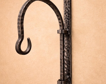 Handgeschmiedete Schmiedeeisen Wandhaken | Rustikale Laterne & Pflanzenaufhänger | Schmiedegeschmiedet Halterung