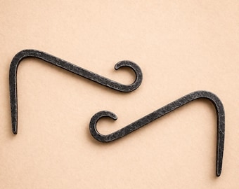 Wrought Iron Wall Hooks – 6” Angled Upcurled Brackets for Lanterns & Planters (Set of 2)