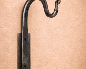 Hand Forged Wrought Iron Curtain Rod Holders - Rustic 6" Brackets, Set of 2