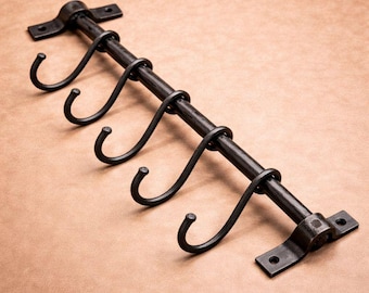 Hampton Gusseisen Küchenleiste | Rustikale Utensilien- & Topfhakenleiste | Vintage Schmiedeeisen