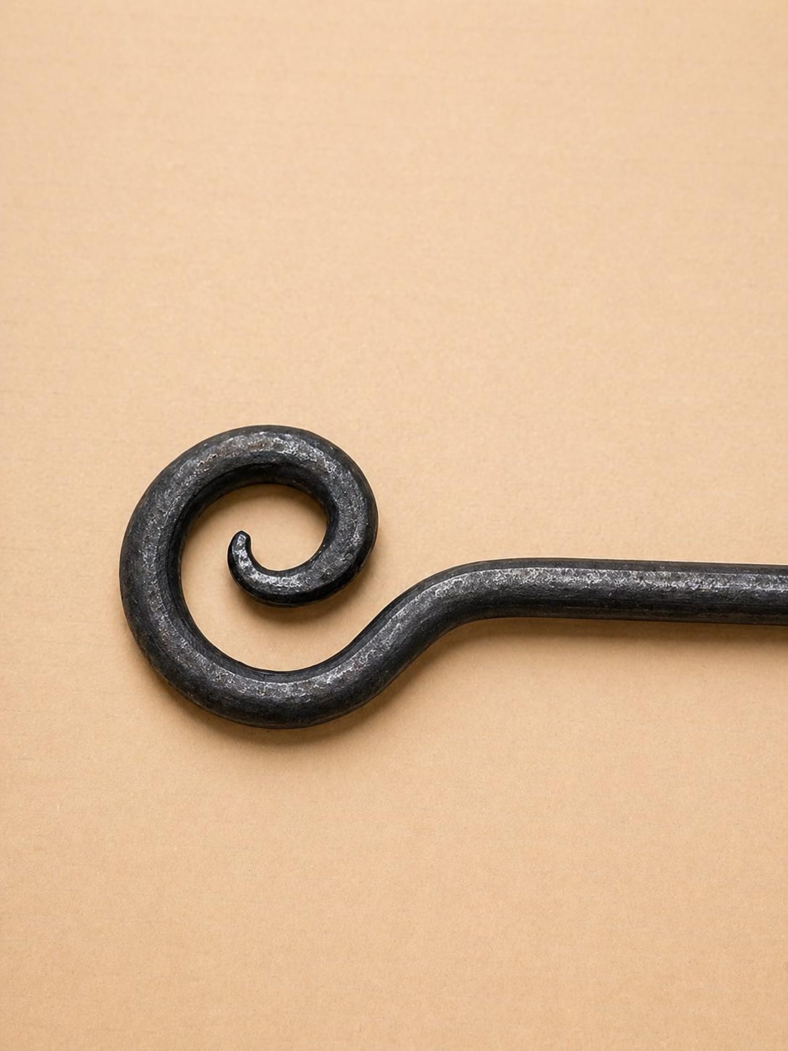 Scroll Handle Rods Hand Forged Wrought Iron Curtain Rod With Scroll Ends – Solid One-piece ...