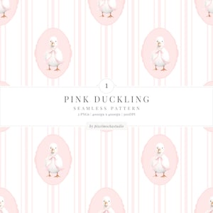 Rosa Enten Muster | Baby Kinderzimmer Digitales Papier | Zarte Blush Streifen