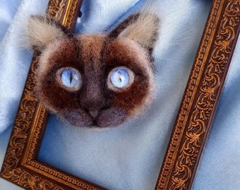 Needle Felted Brooch, Pet Replica Cat, Gift for Cat Lovers, Custom Felt Pets
