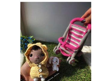 Crochet Baby Bunny and Stroller Amigurumi Pattern pdf