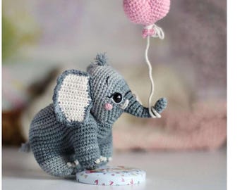 Baby Elephant Crochet Pattern  cute elephant with bow headband and peanut bag