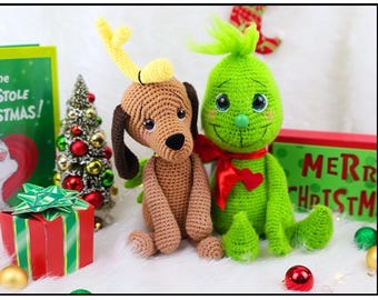 Low-Sew PDF CROCHET PATTERN Grinch  Christmas Thief Green Villain