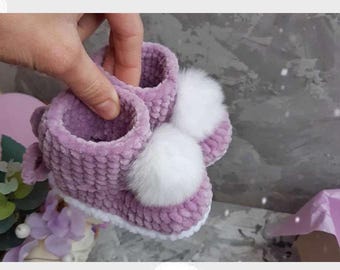 Crochet baby booties baby shoes baby slippers cozy PDF