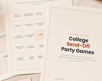 College Send Off Party Games Printable | Going Away Party Games Bundle, Bingo, Mad Libs & Keepsakes | Instant Download