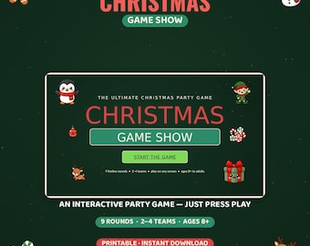 Christmas Party Game for Family, Interactive Christmas Game Show PowerPoint, Trivia Emoji Riddles Quiz, Kids Adults Office Zoom, Download