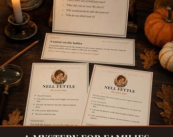 Family Murder Mystery Party Game for Kids and Adults, The Lantern of Hollowbrook, Halloween Printable Game for 2 to 12 Players, Ages 8 Up