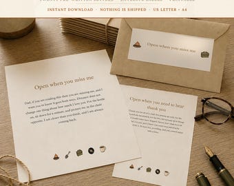 Open When Letters for Dad, 20 Pre-Written Letters and Envelope Labels, Printable Fathers Day Gift from Daughter or Son, Instant Download