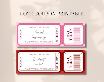 Printable Love Coupons – Romantic DIY Gift, Valentine's Day (PDF Download, 2 Colors)