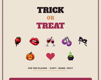 Trick or Treat Halloween Couples Game Printable | 54 Cards Date Night | Spicy Adult Card Game for Him & Her | Flirty Warm Spicy