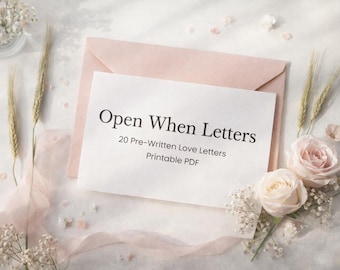 Open When Letters for Him, Long Distance Boyfriend Gift, 20 Printable Pre-Written Letters, Anniversary Gift Idea, Instant Download