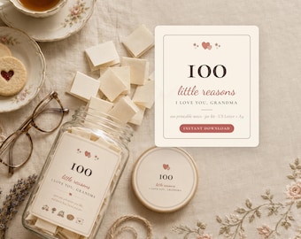 100 Reasons I Love You Grandma Jar Printable, Love Notes Jar for Grandma, Mothers Day Gift from Grandchildren, Nana Grandmother Birthday