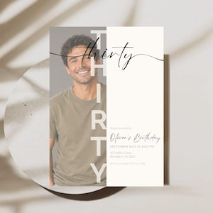 30th Birthday Invitation for Him | Photo Birthday Invite with Picture | Dirty Thirty Party Invite | Animated Evite | Editable Canva Template