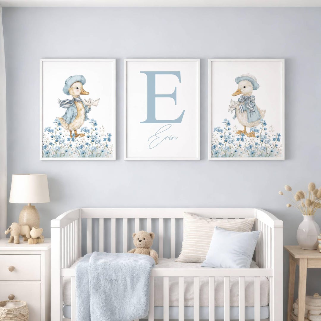 Silly Goose Nursery Wall Art, Little Duck Custom Name and Initial ...