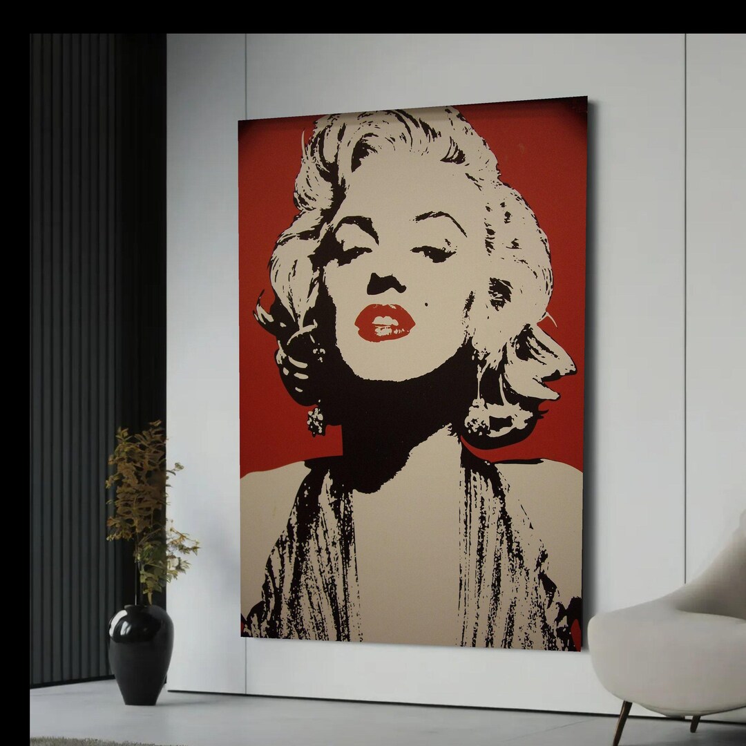 Retro Marilyn Monroe Pop Art Canvas, Andy Warhol Style Wall Art, Iconic ...