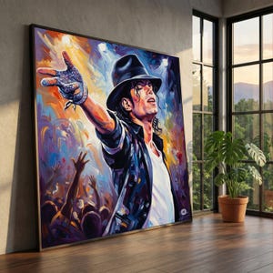 Lienzo de Michael Jackson, arte pop colorido, leyenda de la música, listo para colgar