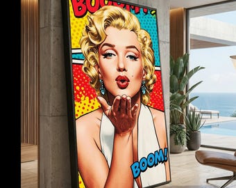 マリリン・モンロー ネオンキャンバス – 鮮やかなポップアートの壁飾り