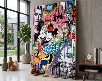 Mickey and Minnie Graffiti Canvas Art, Pop Culture Romance