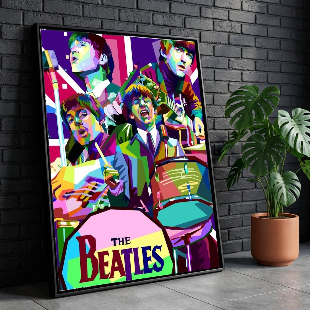 the-beatles-pop-art-canvas-colorful-band-portrait-ready-to-hang-etsy