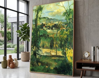Paul Cezanne Landschaft Leinwanddruck, Vintage impressionistische Kunst, fertig zum Aufhängen