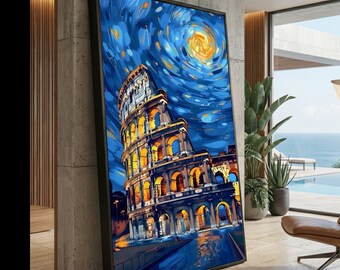 Sternennacht Kolosseum Leinwand, Italienische Architektur Wandkunst