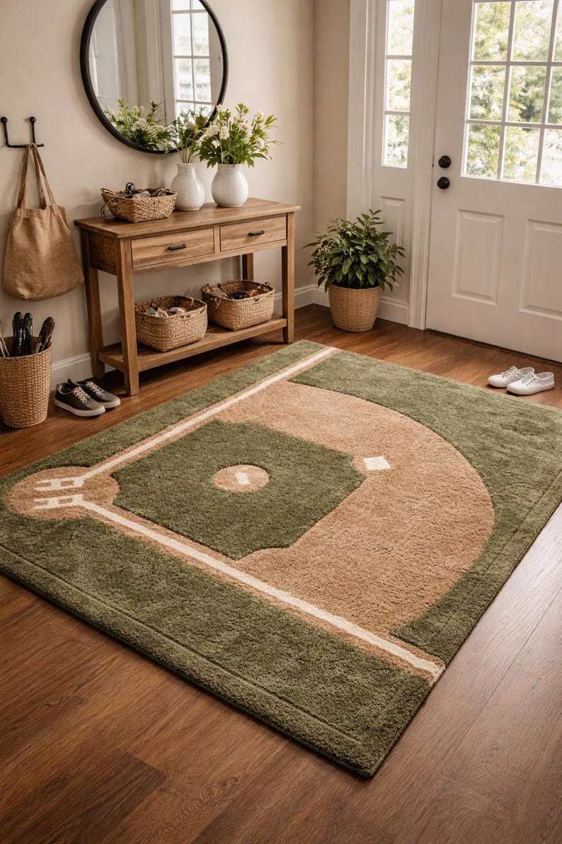 Hand-tufted Baseball Field Rug, Sports Nursery Decor - Etsy