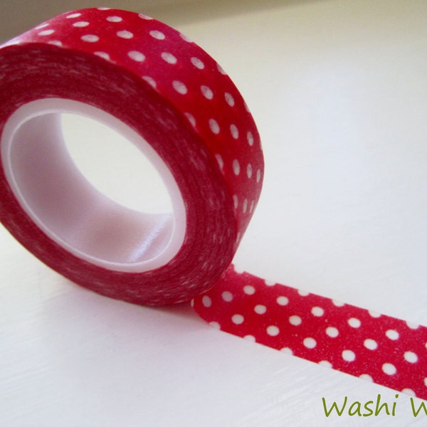 Japanese Washi Tape Roll in Red Polka Dot