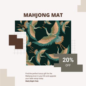 Amerikanische Mahjong-Matte | Kranich Polyester Tischdecke | Glatte Stoff waschbar quadratische Krabbeldecke