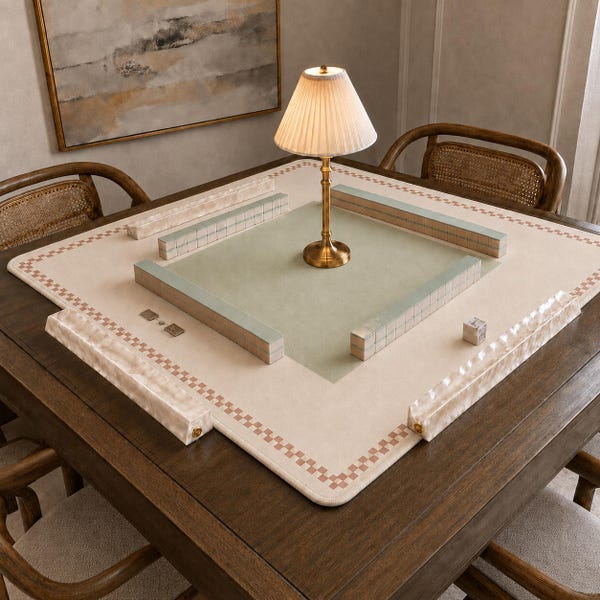Minimalist American Mahjong Mat | Sage Green Game Night Decor, Polyester Fiber Playing Surface