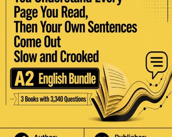 Pacchetto di quaderni di esercizi di inglese A2, 3 libri PDF stampabili in formato A4, 3.340 domande di grammatica e frasi, esame gratuito.
