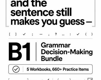 Pacchetto di quaderni di esercizi di grammatica inglese B1, 5 quaderni in PDF, oltre 660 domande di pratica, esercizi di grammatica stampabili per studenti di inglese come seconda lingua, download digitale.