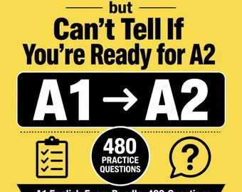 Pacchetto per l'esame di inglese A1, 480 domande, 4 test PDF stampabili, grammatica, lettura e scrittura, soluzioni, test di livello ESL, download digitale.