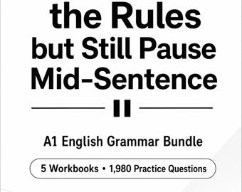 Pacchetto di quaderni di esercizi di grammatica inglese A1, 5 quaderni di esercizi in PDF stampabili, 1.980 domande, esercizi per principianti di inglese come seconda lingua, verbi, articoli e pronomi.